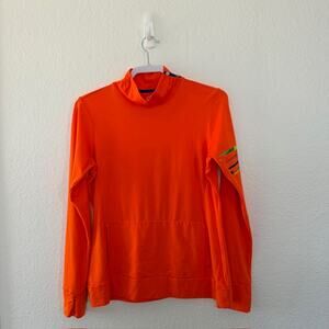 EP Sport Active Bright Orange Pullover Mock Neck Jersey Thumb-holes Women Medium